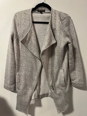 Banana Republic Gray Herringbone Draped Front Jacket